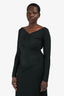 Max Mara Black Ruched V-Neck Top Size M