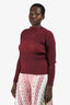 Pleats Please Issey Miyake Burgundy Pleated High Neck Long Sleeves Top Size 3