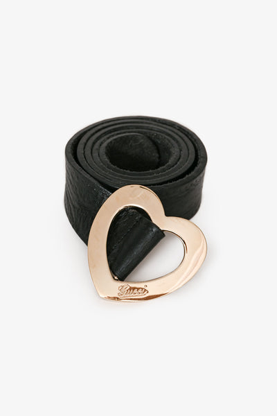 Gucci Lovely Heart GG buckle belt in size 85/34, black Gucci Heart GG Lovely Leather Wide Belt 85/34 Black - Tabita  main image 4