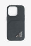 Prada Black Saffiano Leather Triangle Logo iPhone 15 Pro Case