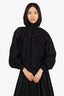 Ganni Black Lace Mock Neck Puff Sleeve Top Size 36