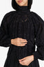 Ganni Black Lace Mock Neck Puff Sleeve Top Size 36