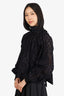 Ganni Black Lace Mock Neck Puff Sleeve Top Size 36