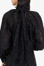 Ganni Black Lace Mock Neck Puff Sleeve Top Size 36