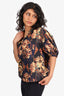 Ulla Johnson Black/Yellow Floral Print Puff Sleeve Top Size 4