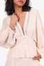 Iro Cream Lace Detail Long Sleeve Ruffle Detail Dress Size 38