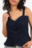 Horses Atelier Dark Blue Denim Peplum Detail Button up Top Size 2