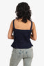 Horses Atelier Dark Blue Denim Peplum Detail Button up Top Size 2