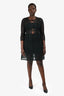 Self- Portrait Black Lace 3/4 Sleeve Midi Dress Size 8