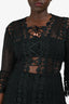 Self- Portrait Black Lace 3/4 Sleeve Midi Dress Size 8