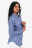 Equipment Blue/White Silk Star Pattern Button Up Shirt Size S