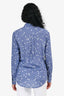 Equipment Blue/White Silk Star Pattern Button Up Shirt Size S
