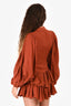 Shona Joy Rust Long Sleeve Ruffle Mini Dress Size S