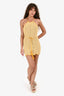 Ronny Kobo Yellow/White Chevron Stripe Knit Halterneck Mini Dress Size S