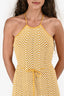 Ronny Kobo Yellow/White Chevron Stripe Knit Halterneck Mini Dress Size S