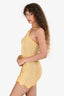 Ronny Kobo Yellow/White Chevron Stripe Knit Halterneck Mini Dress Size S
