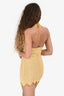 Ronny Kobo Yellow/White Chevron Stripe Knit Halterneck Mini Dress Size S