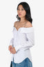 MM6 by: Maison Margiela White Button Up Off Shoulder Crystal Detail Top Size S
