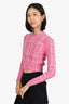 Fendi Pink/Beige Cropped Long Sleeve Sweater Size 38
