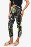 Emilio Pucci Black/Green Floral Print Straight Leg Trousers Size 6