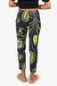 Emilio Pucci Black/Green Floral Print Straight Leg Trousers Size 6