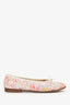 Pre-Loved Chanel™ Cream/Pink Printed Cap Toe Ballet Flats Size 39 (As Is)