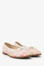 Pre-Loved Chanel™ Cream/Pink Printed Cap Toe Ballet Flats Size 39 (As Is)