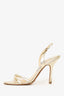 Jimmy Choo Gold Metallic Leather Strappy Size 39