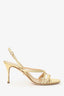 Sergio Rossi Gold Metallic Leather Croc Embossed Heels Size 39