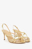 Sergio Rossi Gold Metallic Leather Croc Embossed Heels Size 39