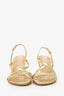 Sergio Rossi Gold Metallic Leather Croc Embossed Heels Size 39