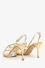Sergio Rossi Gold Metallic Leather Croc Embossed Heels Size 39