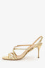 Sergio Rossi Gold Metallic Leather Croc Embossed Heels Size 39