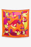 Hermès Orange/Pink Silk Printed Scarf