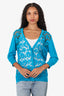 Escada Blue Lace Detail Long Sleeve Cardigan Size L