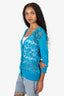 Escada Blue Lace Detail Long Sleeve Cardigan Size L