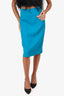 Escada Blue High Waisted knee Length Skirt Size 44