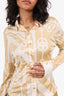Hermès White/Beige Silk Printed Blouse Size 38