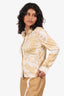 Hermès White/Beige Silk Printed Blouse Size 38