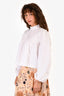 Ganni White Poplin Pleated Long Sleeves Top Size 34