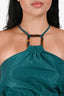 Staud Green Nylon Tortoise Detail Sleeveless Crop Top & Shorts Set Size XS