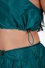 Staud Green Nylon Tortoise Detail Sleeveless Crop Top & Shorts Set Size XS
