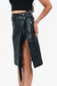 Sacai Black Leather Fringe Midi Skirt Size 2