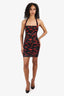 AFRM Black/Red Kiss Print Ruched Mini Dress Size XS