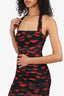 AFRM Black/Red Kiss Print Ruched Mini Dress Size XS