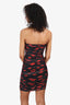 AFRM Black/Red Kiss Print Ruched Mini Dress Size XS