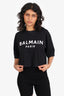 Balmain Black/White Logo Cropped T-Shirt Size XS