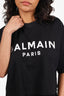 Balmain Black/White Logo Cropped T-Shirt Size XS