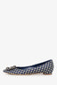 Manolo Blahnik Navy/Gold Polka Dot Hangelt Flats Size 37.5