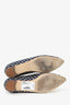 Manolo Blahnik Navy/Gold Polka Dot Hangelt Flats Size 37.5